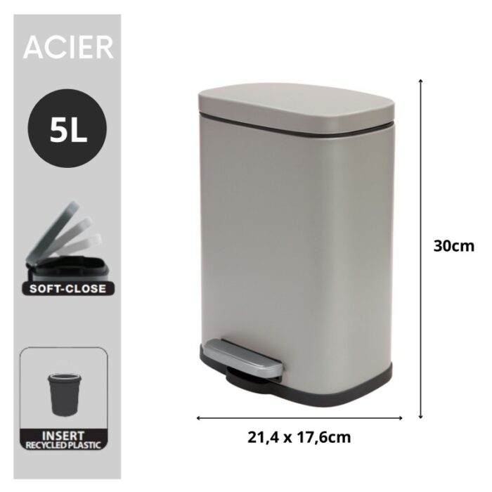 Prügikast Akira 5L, beež - Image 2