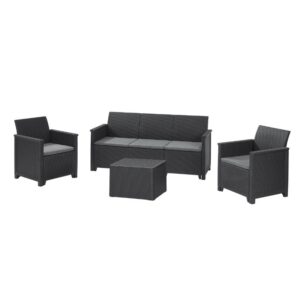 Aiamööbli komplekt Elodie 3+2+1, grafiit