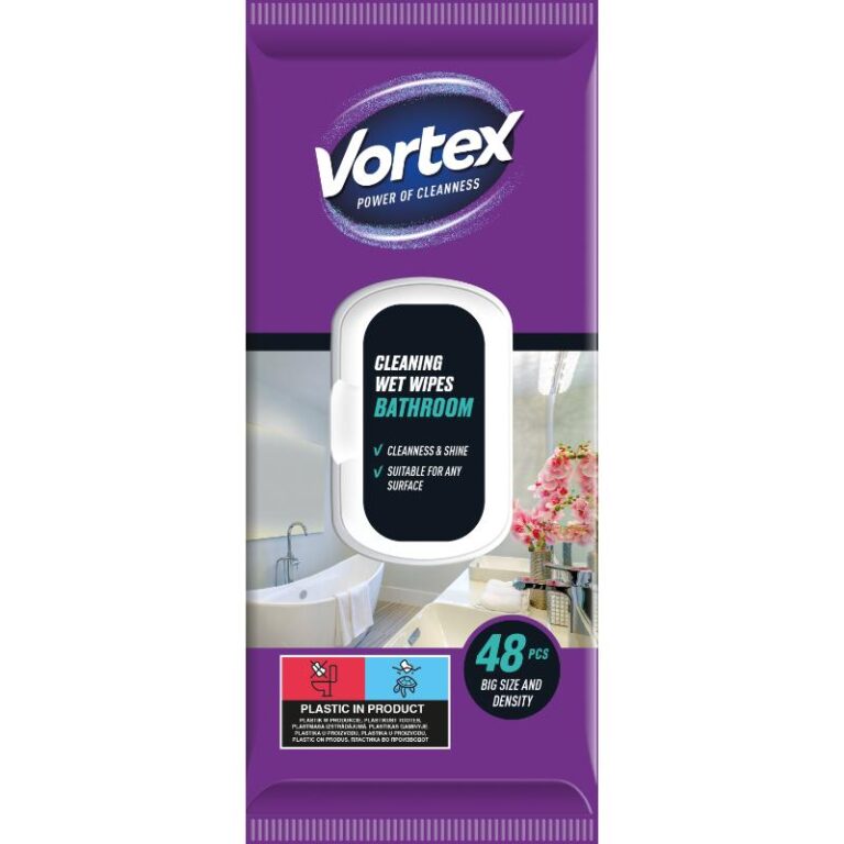 Niisked puhastuslapid vannitoale Vortex, suletav pakend, 48tk