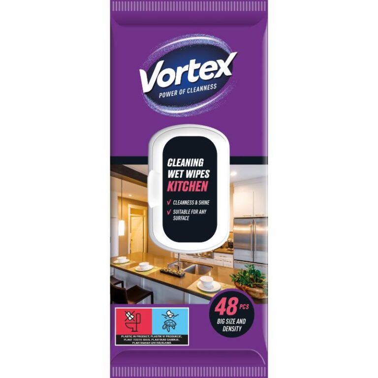 Niisked puhastuslapid köögile Vortex, suletav pakend, 48tk