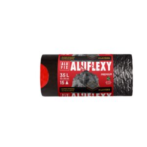 Eriti tugev prügikott nööridega Alufix FLEXY 35L, kärjemustriga, 15tk