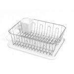 Nõudekuivatusrest alusega, valge