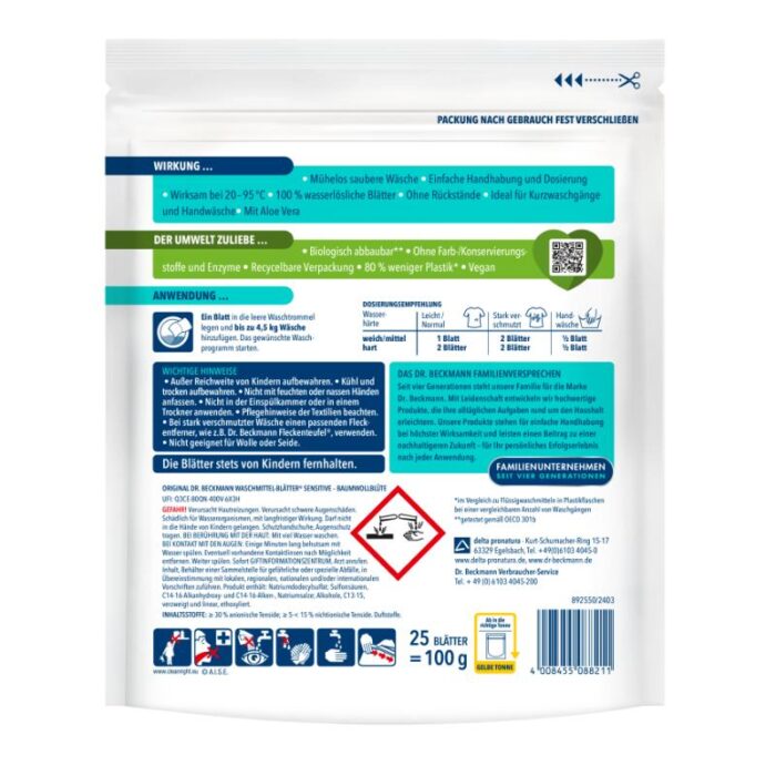 Pesuvahendi lehed Magic Leaves Sensitive Cotton Fresh 25 tk - Image 5