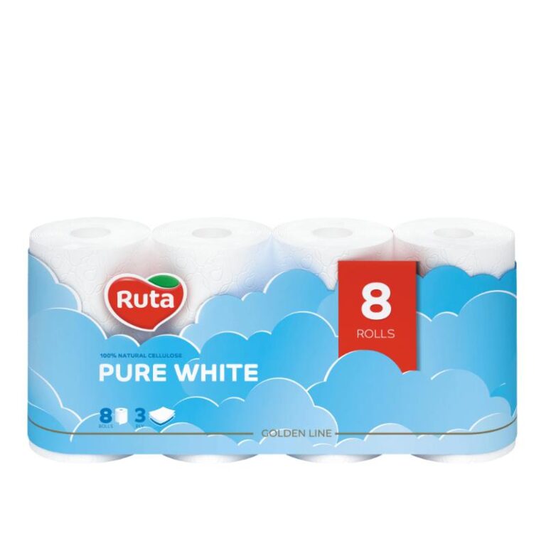 Tualettpaber Pure White 8 rulli, 3-kihiline