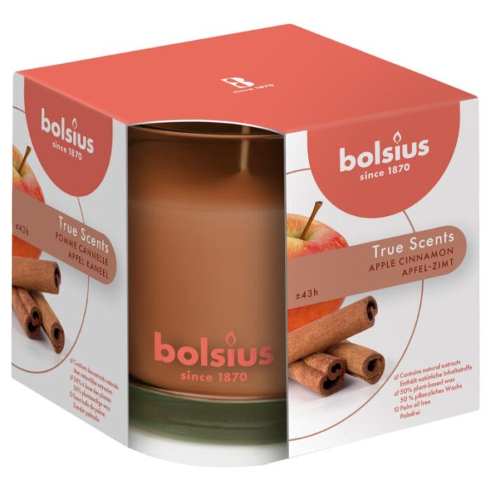Lõhnaküünal klaasis 43h, õun-kaneel True Scents