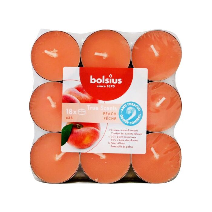 Lõhna-teeküünlad 4h, virsik True Scents 18tk