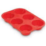 Muffinipann silikoonist, 6 pesa, punane
