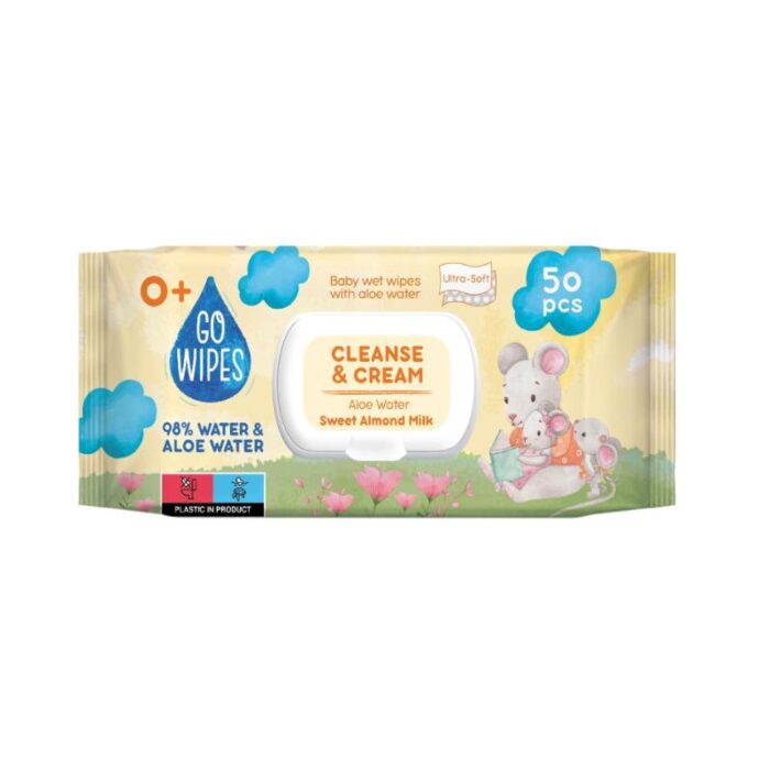 Niisked salvrätikud beebidele Aaloe Vera vee & Mandlipiimaga 50tk