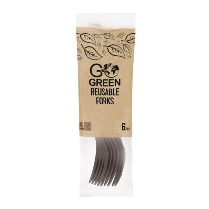 Korduvkasutatavad kahvlid Go Green 6tk, mustad