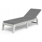 Lamamistool Mallorca 188x58x29cm, padjaga valge/hall Keter