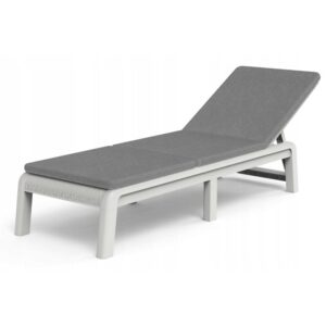 Lamamistool Mallorca 188x58x29cm, padjaga valge/hall Keter