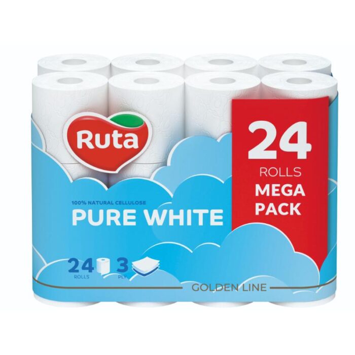 Tualettpaber Pure White 24 rulli, 3-kihiline - Image 1