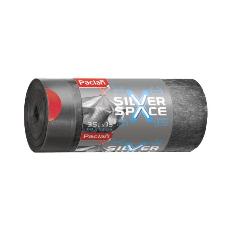 5900942135110 Prügikott Silver Space 35l, tugev, paelaga, 15tk