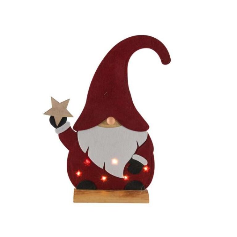 LED dekoratsioon Päkapikk 48cm, punane, vilt