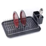 Nõudekuivatusrest alusega, kroom/must