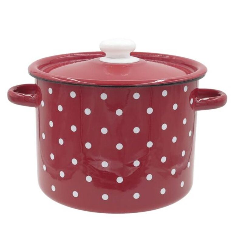 Emailpott Punane/valge täpp 5,5l