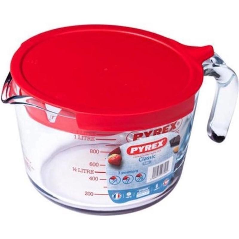 3426470277082 Mõõdukann klaasist kaanega 1l Pyrex