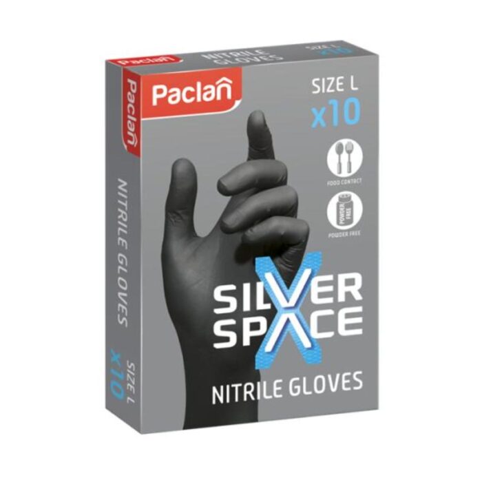 Nitriilkindad L 10tk, Silver Space, must